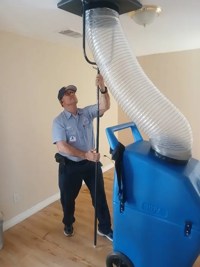 Mini Split Installation technician using HEPA equipment in Rock Hill